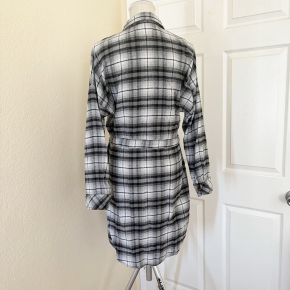 CiSono Plaid Collection Plaid Flannel Tie Waist Shirt Tunic Dress 4 Pocket Sz.M - Picture 5 of 11